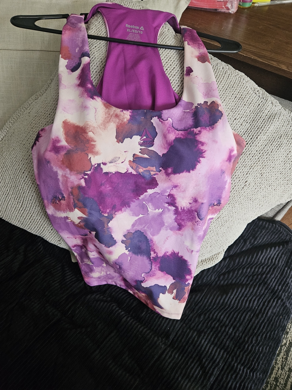 Reebok Pink and Purple Watercolor Racerback One-Piece